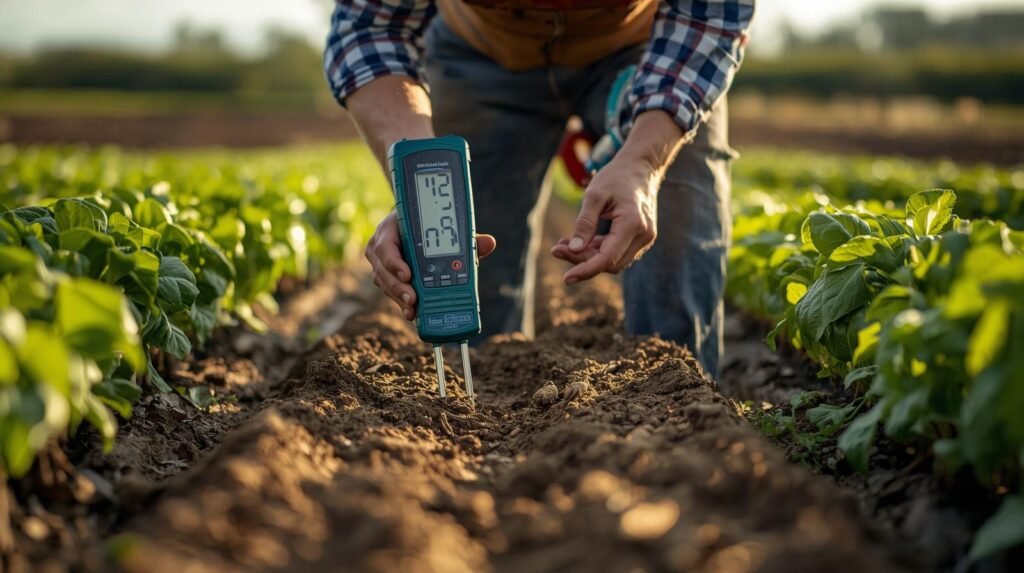 Farmers use soil meter in agriculture